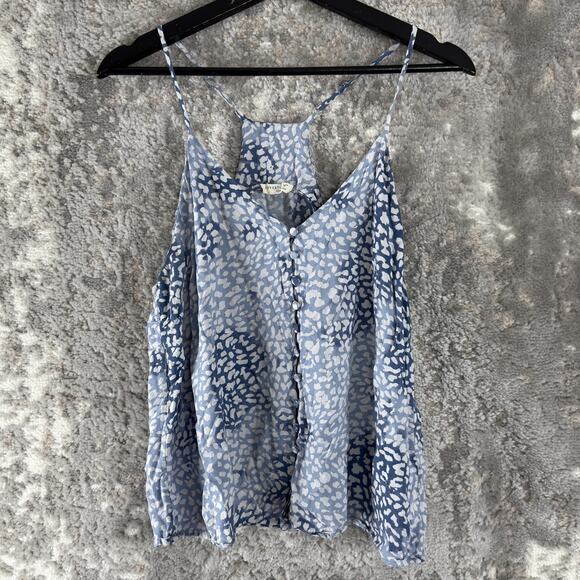 lovestitch Tops - Lovestitch Size L Abstract Button Front Tank Top Blue Sleeveless V Neck